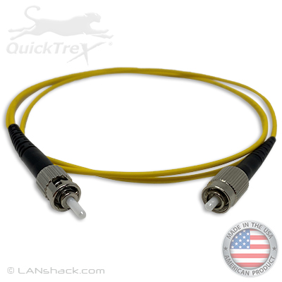 ST to FC Plenum Rated Singemode 9/125 Premium Custom Simplex Fiber Optic Patch Cable with Corning® Glass - Made USA by QuickTreX®