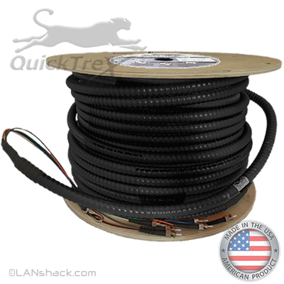 1 Strand Indoor/Outdoor Plenum Rated Interlocking Armored Singlemode Custom Pre-Terminated Fiber Optic Cable Assembly - Made in the USA by QuickTreX®