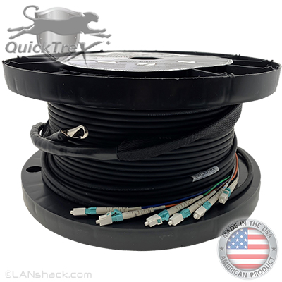 18 Strand Indoor/Outdoor Plenum Rated Ultra Thin Micro Armored Multimode 10-GIG OM3 50/125 Custom Pre-Terminated Fiber Optic Cable Assembly with Corning® Glass - Made in the USA by QuickTreX®