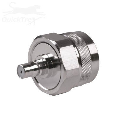 N Male-QMA Female Low PIM Adapter by QuickTreX - White Bronze Body Plating, Silver Contact Plating, Teflon Dielectric