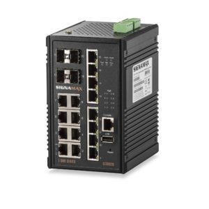 16 Port Gigabit PoE+ Managed Rugged Industrial (Extreme Temp) Network Switch with 4 Gigabit SFP Ports - I300 Series by Signamax