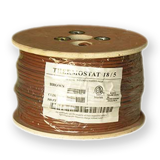 18/5 Riser Rated (CMR) Thermostat Cable Solid Copper PVC - BROWN - 500ft 