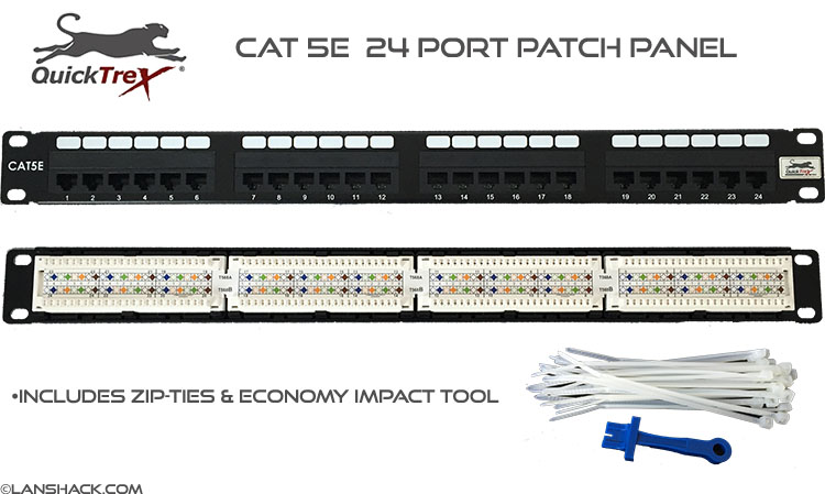QuickTreX 24 Port Cat 5E Ethernet Patch Panel
