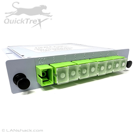 1 X 8 SC APC Singlemode Fiber Optic PLC Splitter Cassette by QuickTreX