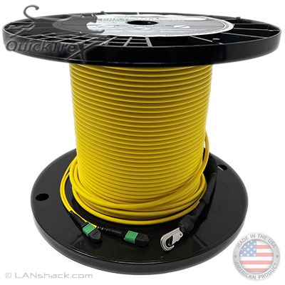 24 Fiber MTP (1 x 24) Indoor Plenum Rated Singlemode Custom Pre-Terminated Fiber Optic MTP Trunk Cable Assembly - Made in USA by QuickTreX® with Genuine US Conec® Connectors and Corning® Glass