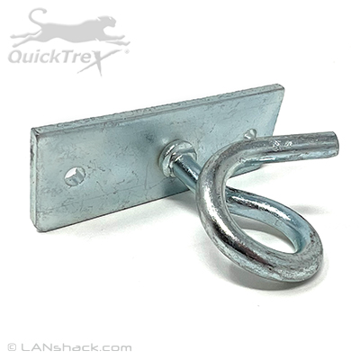 Q-Hanger Pigtail Wall / Pole Mount Hook for Aerial Cable Hanging - Galvanized Steel - 3/4 Inch Hook, 1/4 Inch Diameter, and 3/32 Inch Mounting Holes by QuickTreX