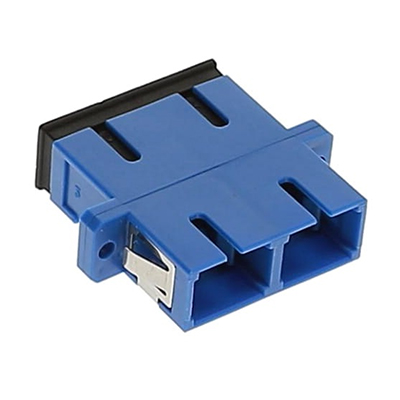 SC UPC Duplex Singlemode Fiber Optic Coupler with Flange - Blue