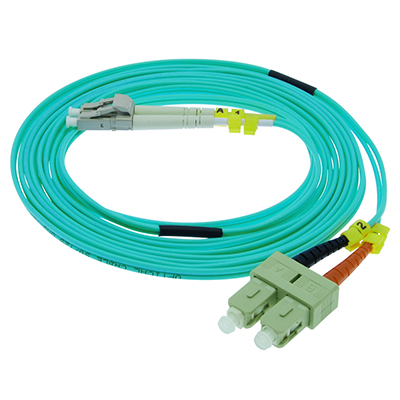 Stock 9 meter LC to SC 50/125 OM3, 10 GIG Multimode Duplex Patch Cable