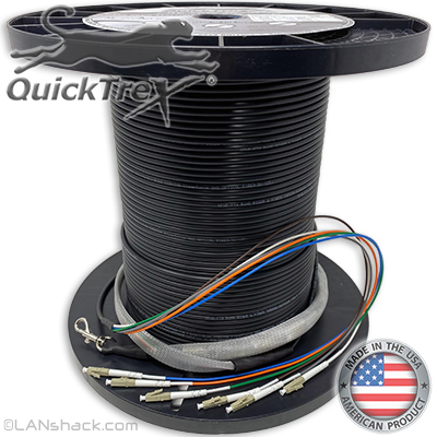 2 Strand Indoor/Outdoor Multimode 10/40/100 GIG OM4 50/125 Custom Pre-Terminated Fiber Optic Cable Assembly with Corning® Glass - Made in the USA by QuickTreX®