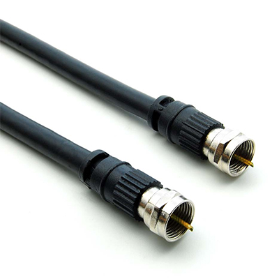 25 FT RG6 F-Type Coaxial Cable w/ Nickel Plated Screw-On Connectors - Black 