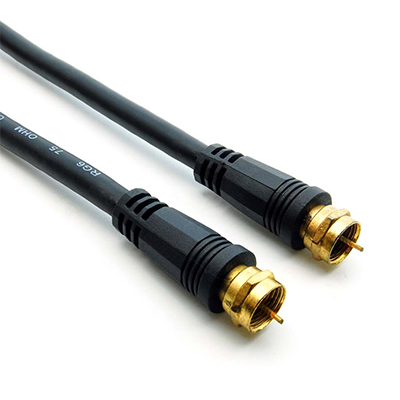 3 FT RG6 F-Type Coaxial Cable w/ Gold Plated Screw-On Connectors - Black 