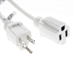 6 Ft White Power Extension Cord with 16/3 AWG Conductors  (AC125V / 13A / 1625W) - Outdoor rated - Flame retardant
