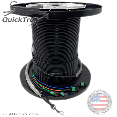 24 Fiber MTP APC (2 x 12) Indoor/Outdoor Singlemode Custom Fiber Optic MTP Trunk Cable Assembly - Made in USA by QuickTreX® with Genuine US Conec® Connectors and Corning® Glass