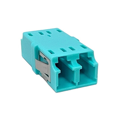 LC Duplex Multimode OM3 / OM4 - 50/125 Fiber Optic Coupler without Flange - Aqua