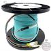 Stock 6 Strand Indoor/Outdoor Plenum Rated Multimode 10/40/100 GIG OM4 50/125 Pre-Terminated Fiber Optic Cable Assembly with Corning® Glass, LC Connectors, and Pulling Eyes - 500FT - Made in the USA by QuickTreX®